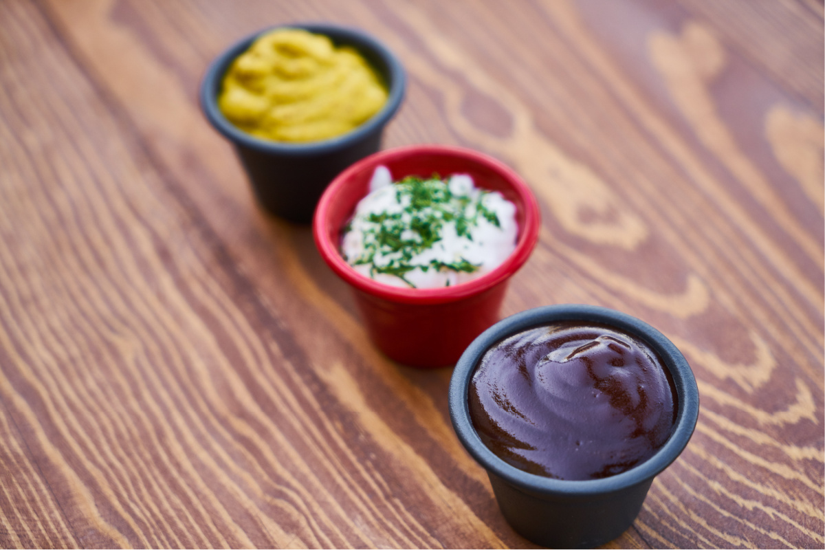 A selection of condiments and sauces