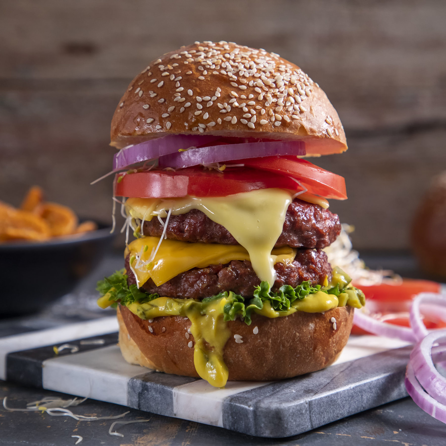 Vegan Double Decker Cheeseburger