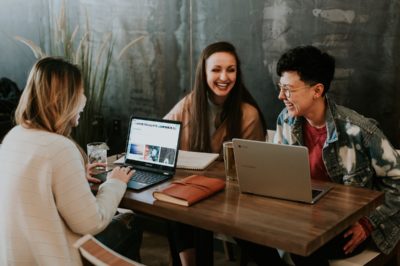 People chatting in the workplace
