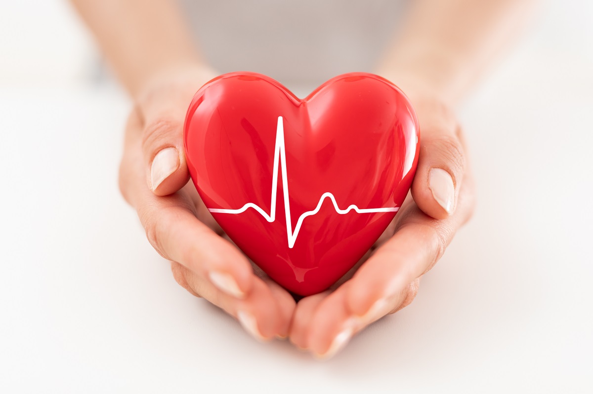 Person holding red heart
