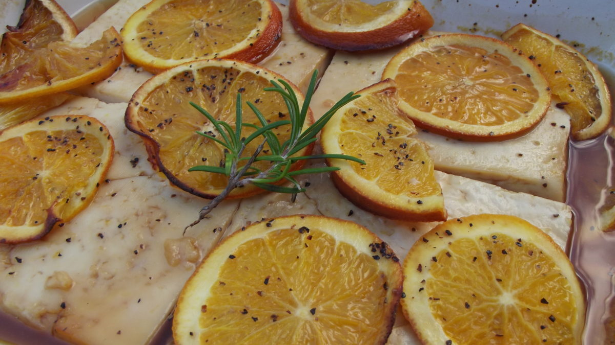 orange and maple marinated tofu